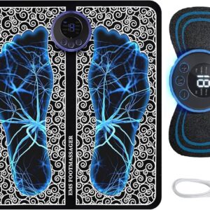 Electric EMS Massager 2-in-1 Bundle for Foot & Neck Pain Relief - Portable, USB Rechargeable, Improves Blood Circulation for Men & Women